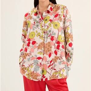 NEW ROSSO35 floral top in ivory/coral